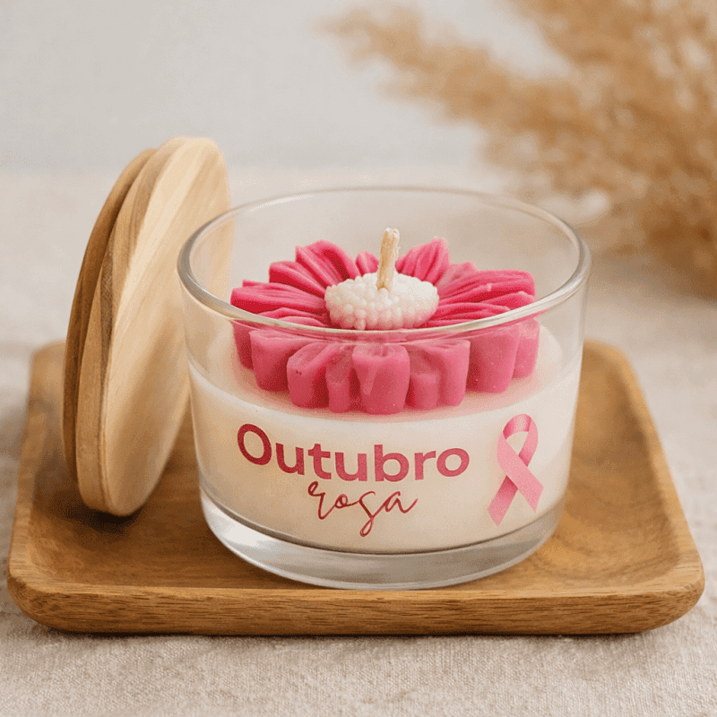 Vela Vidro Patê com Margarida - Imagem 3