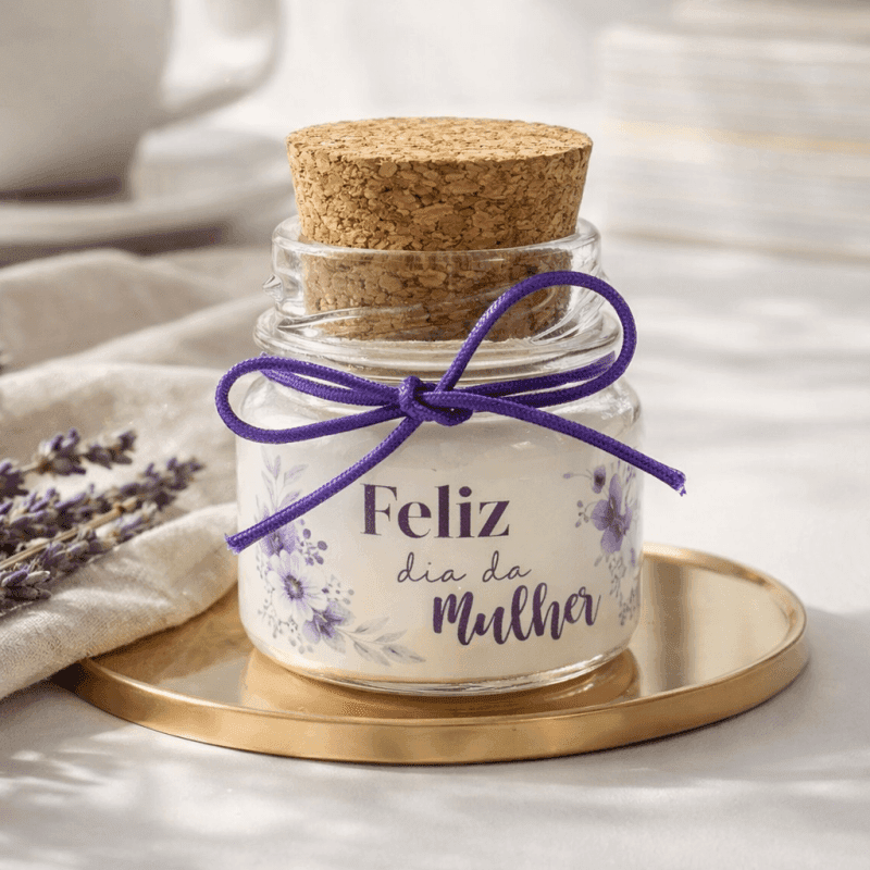 Vela Mini Vidro com Tampa Rolha - Dia da Mulher - Imagem 1